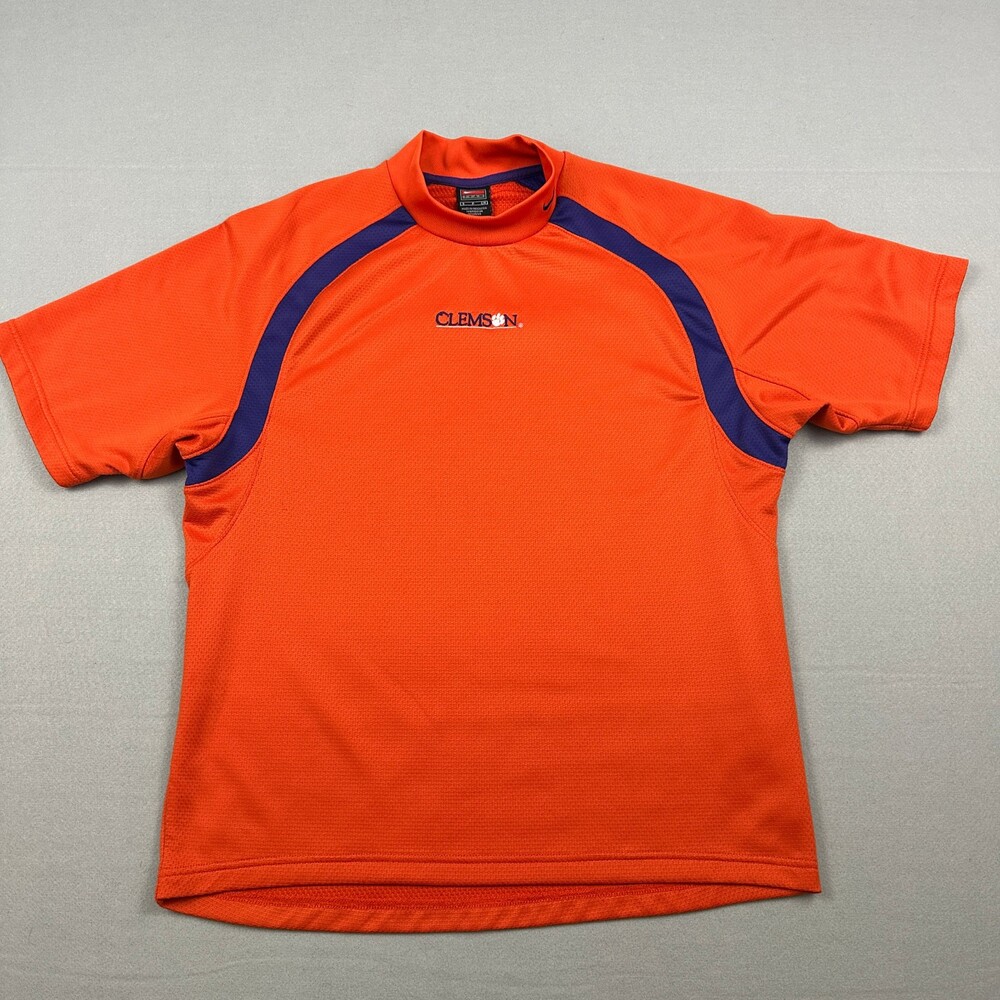 Vintage Clemson Tigers Shirt Men Small Orange Nike Pullover Mock Neck 90s S